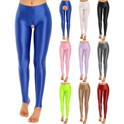 Womens Trousers Performance Underpants Spandex Pants Shiny Pantyhose Shaper Oil